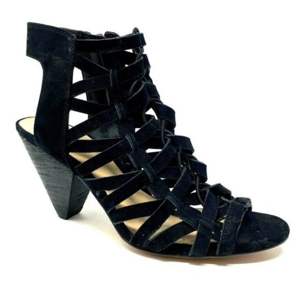 Vince Camuto Shoes - Vince Camuto Elishan Black Cage Sandals Suede -7.5 M